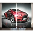 thumbnail image 1 of Ambesonne Car Curtains 2 Panel Set, Red Fast Sports Racing Men, 108" x 84", Grey Red, 1 of 3