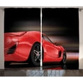 thumbnail image 1 of Ambesonne Car Curtains 2 Panel Set, Futuristic Red Sports, 108" x 84", Red Black, 1 of 3