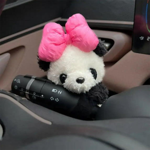 Car Cute Bowknot Panda Wiper Turn Signal Switch Ornaments Plush Doll H8A1 F0T4