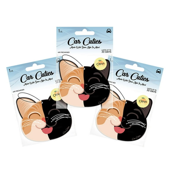 Car Cuties - Cute CAT Car Air Fresheners, Citrus Scent - Pack of 3