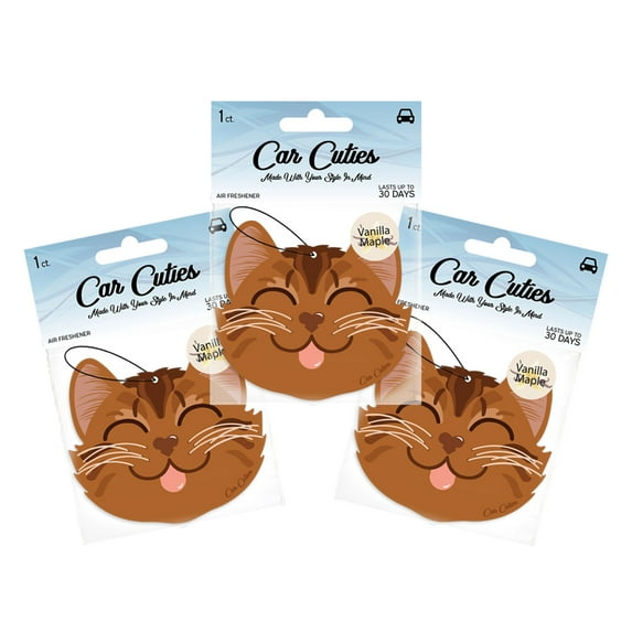 Car Cuties - Cute CAT Car Air Fresheners, Tropical Coconut Scent - Pack of 3