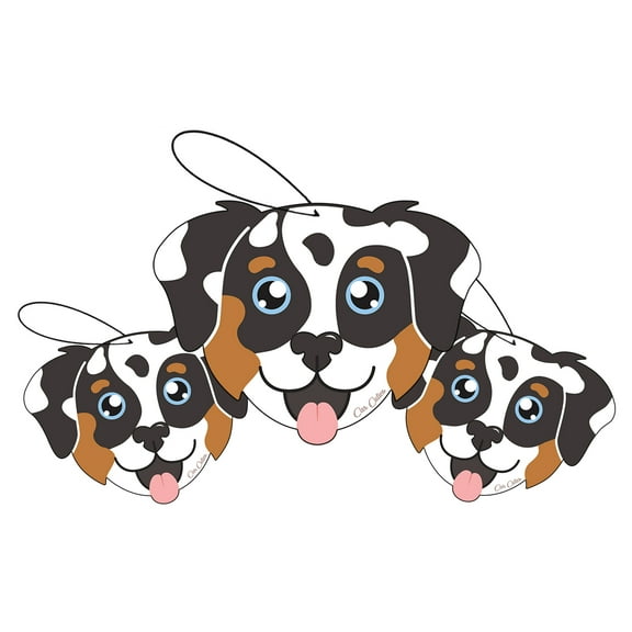 Car Cuties - Cute DOG Car Air Fresheners, Australian Shepherd (Midnight Suede Scent) - Pack of 3