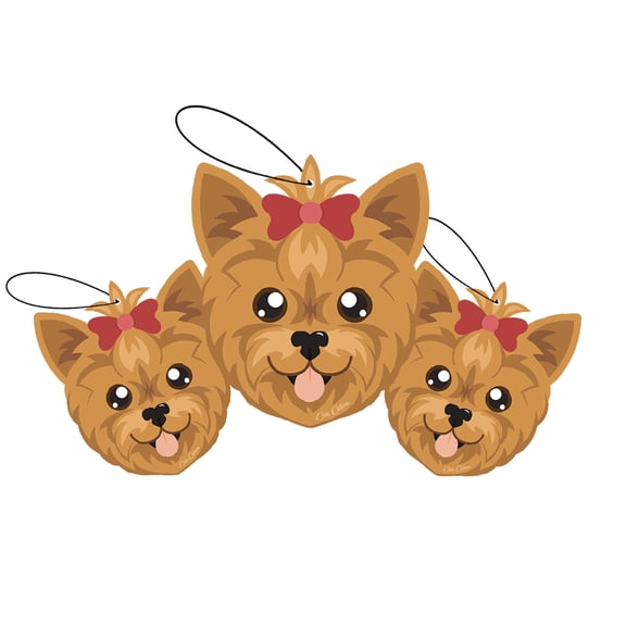 Car Cuties - Cute DOG Car Air Fresheners, Yorki (Coffee Scent) - Pack of 3