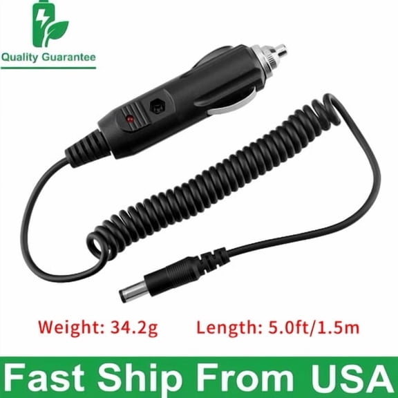 Car DC 12V Circle Style Adapter Compatible with s Car 12 Volts 12VDC Auto Vehicle Boat RV Camper Lighter Plug Power Supply Charger (with Barrel Round Plug Tip.)