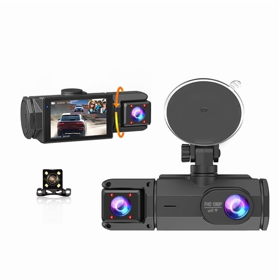 Car DVR Camera Wifi 1080P 3-Lens Inside Vehicle Dash Cam Three Way Camera Recorder Video Registrator Dashcam Camcorder