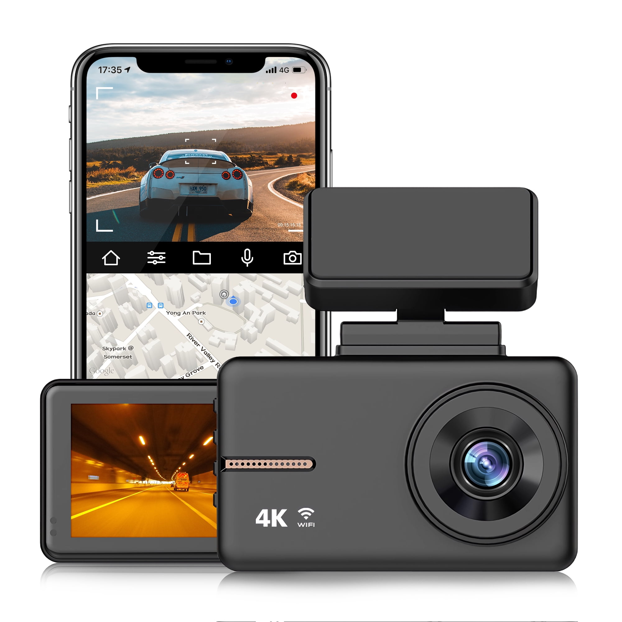 AutoSky Dash Cam Front and Rear - Dash Camera for Cars Mini Dash Cam Full  HD with 32GB Memory Card, 3 inch IPS Screen, Accident Lock, Loop Recording