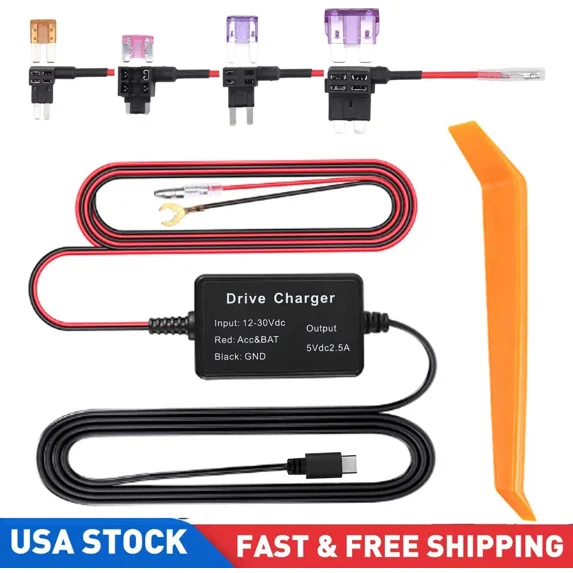 Car Dash Cam Hardwire Kit For Fuse 12V To 5V/2A Type C Port Hard Wire Cable New