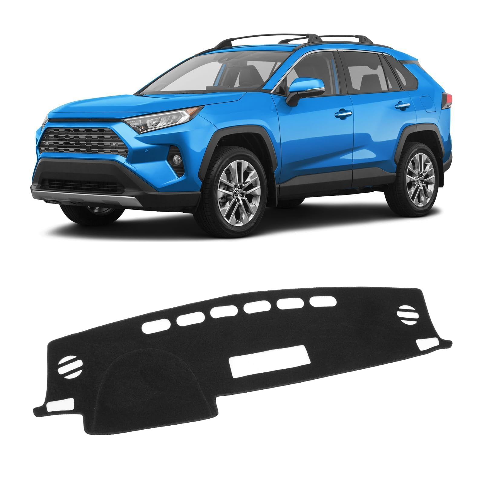 Car Dash Cover Mat for Toyota RAV4 2013-2018 Left Hand Driving Non-Slip Center Console Dashboard Cover Interior for Toyota RAV4 Accessories Custom Fit Dash Mat Sunshade Windshield Glare Black