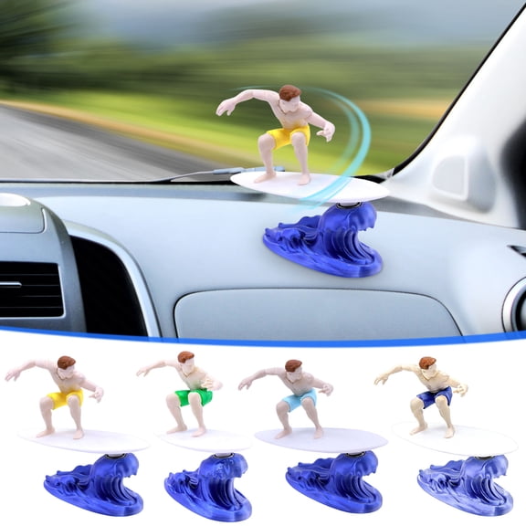 Car Dashboard Bobblehead Surfer Muscle Man Wobbler Figurine with Inertial Swing, Fun Car Interior Decor Gift for Men, Women and Car Lovers