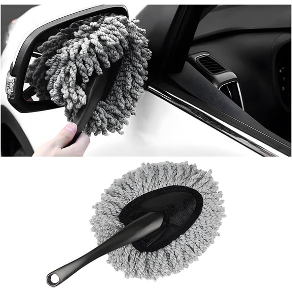 Car Dashboard Brush, Super Soft Microfiber Multi-Function Car Cleaning Brush, Scratch-Free Dashboard Dust Removal Tool, with Anti-Slip Handle, Suitable for Vehicle Household Kitchen Cleaning (Gray)