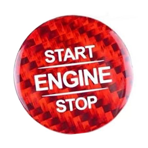 Car Dashboard Button Cover Decal, Carbon Fiber Look Start Stop Trim Sticker, Interior Accent Detail Upgrade for Cabin
