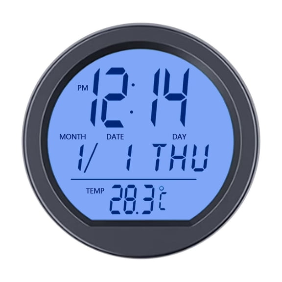 Car Dashboard Clock with Automatic Backlight at Night, Solar-Powered, Fahrenheit Temperature, 12/24 Hour Format Time, Calendar for Car Truck Office Home and Outdoor Camping (Battery not included)