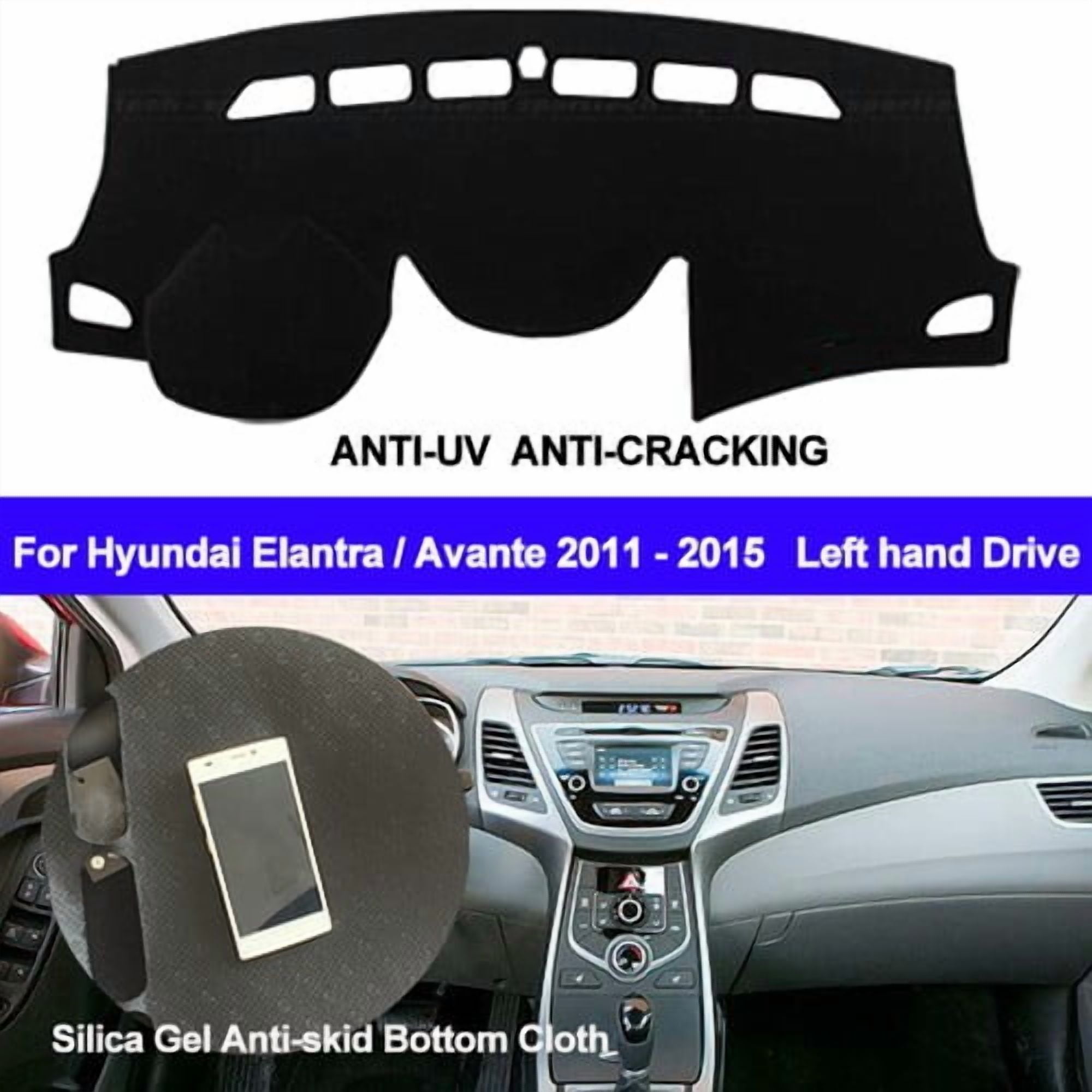Car Dashboard Cover Dash Mat Non-Slip for Hyundai Elantra 2011-2013 2014 2015 New