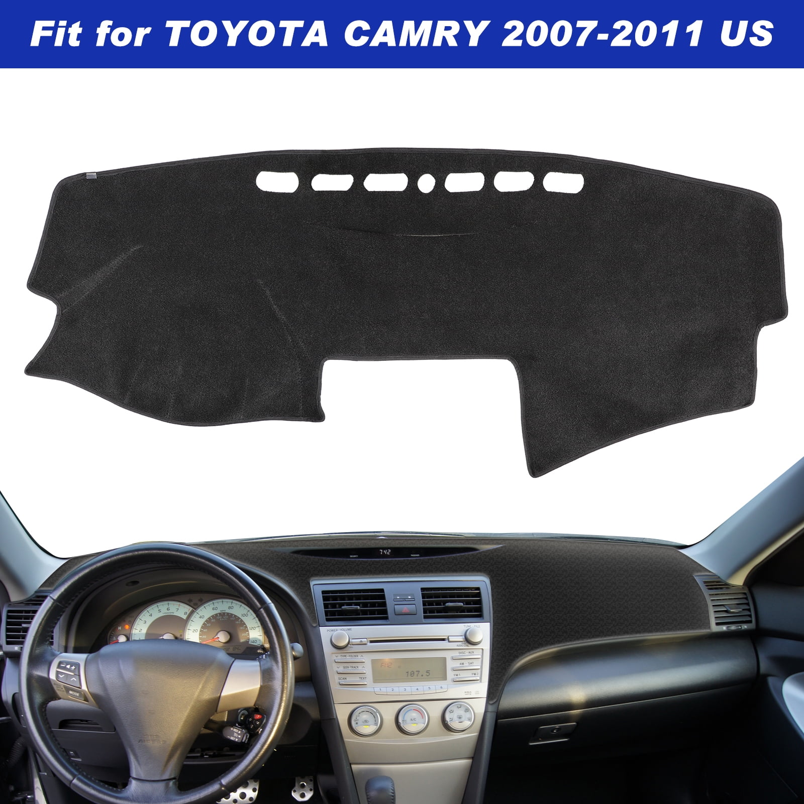 Car Dashboard Cover Mat, EEEkit Dashboard Carpet Pad Compatible with Toyota  Camry 2007-2011 US, Black