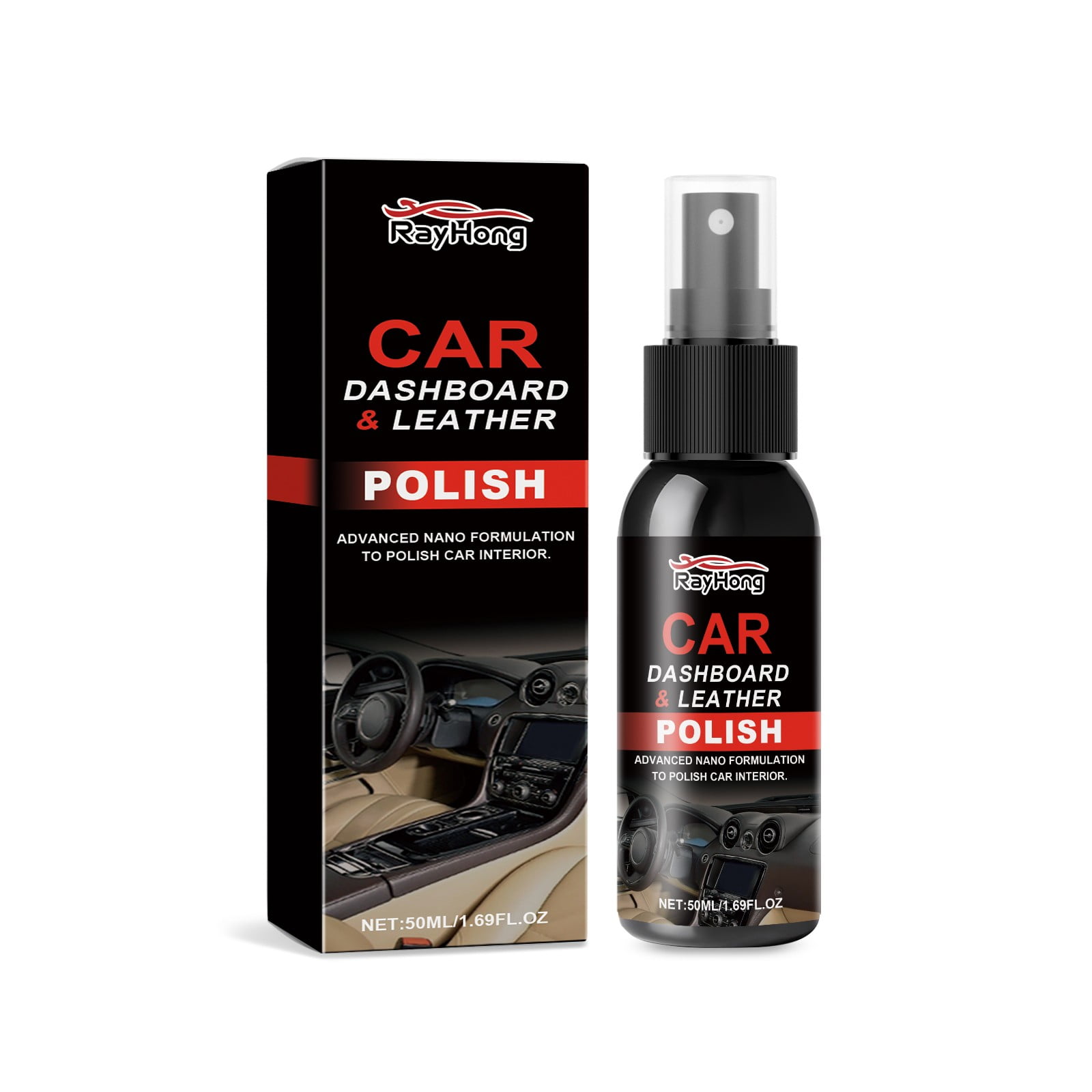 Car Dashboard Dashboard Car Interior Cleaning Polishing Coating Leather Seat Care and Care Agent Car Wax Polishing Spray Waterless Car Wash Wax Paint Sealant Detail Protection 50Ml