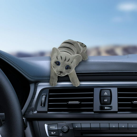 Car Dashboard Decoration Nodding Cat Ornament Auto Accessory Decorative Cute Crafts Gift Nodding Head Kitty for Office Shelf Truck Tabletop Gray