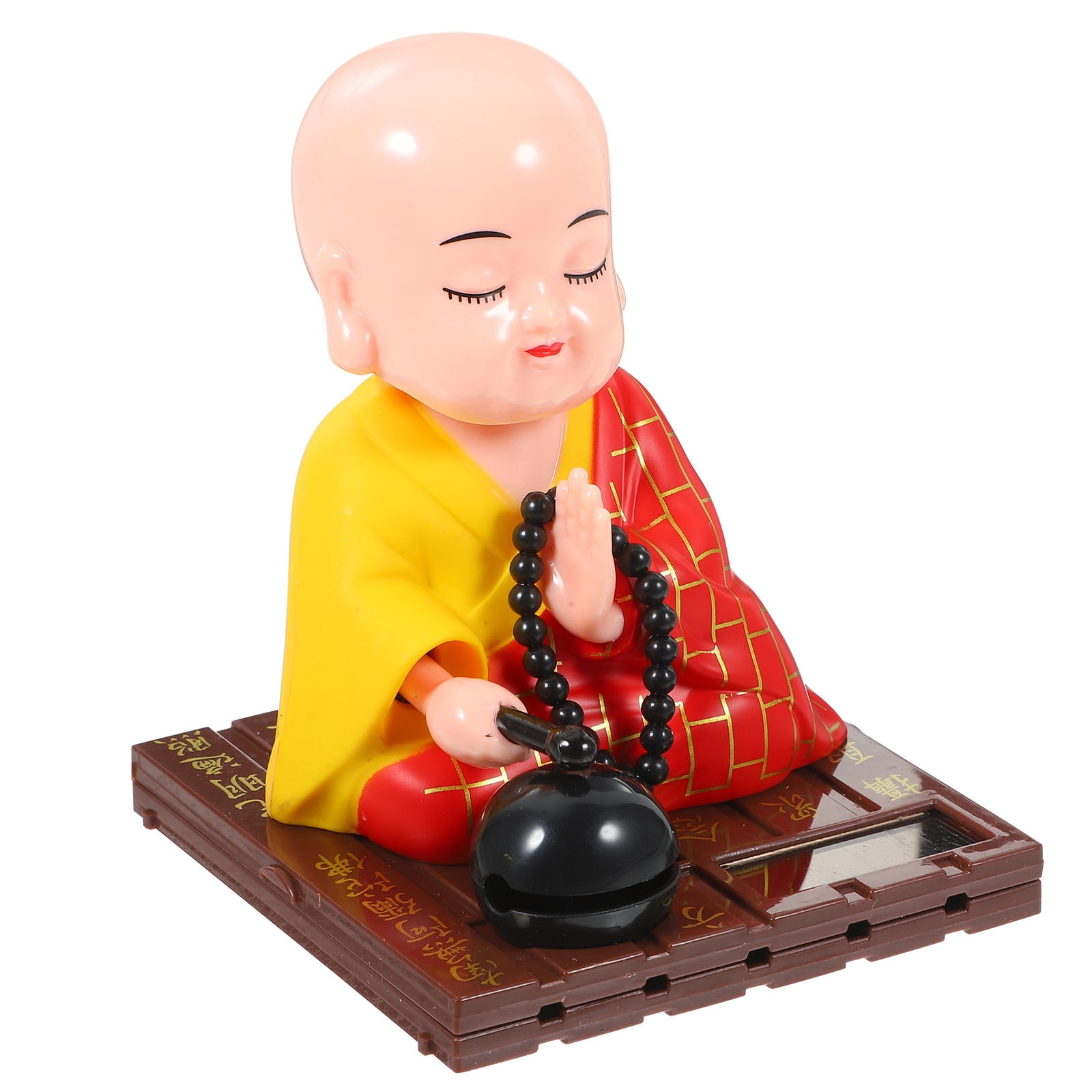 Solar-Powered Multicolor Plastic Monk Figurine with Music