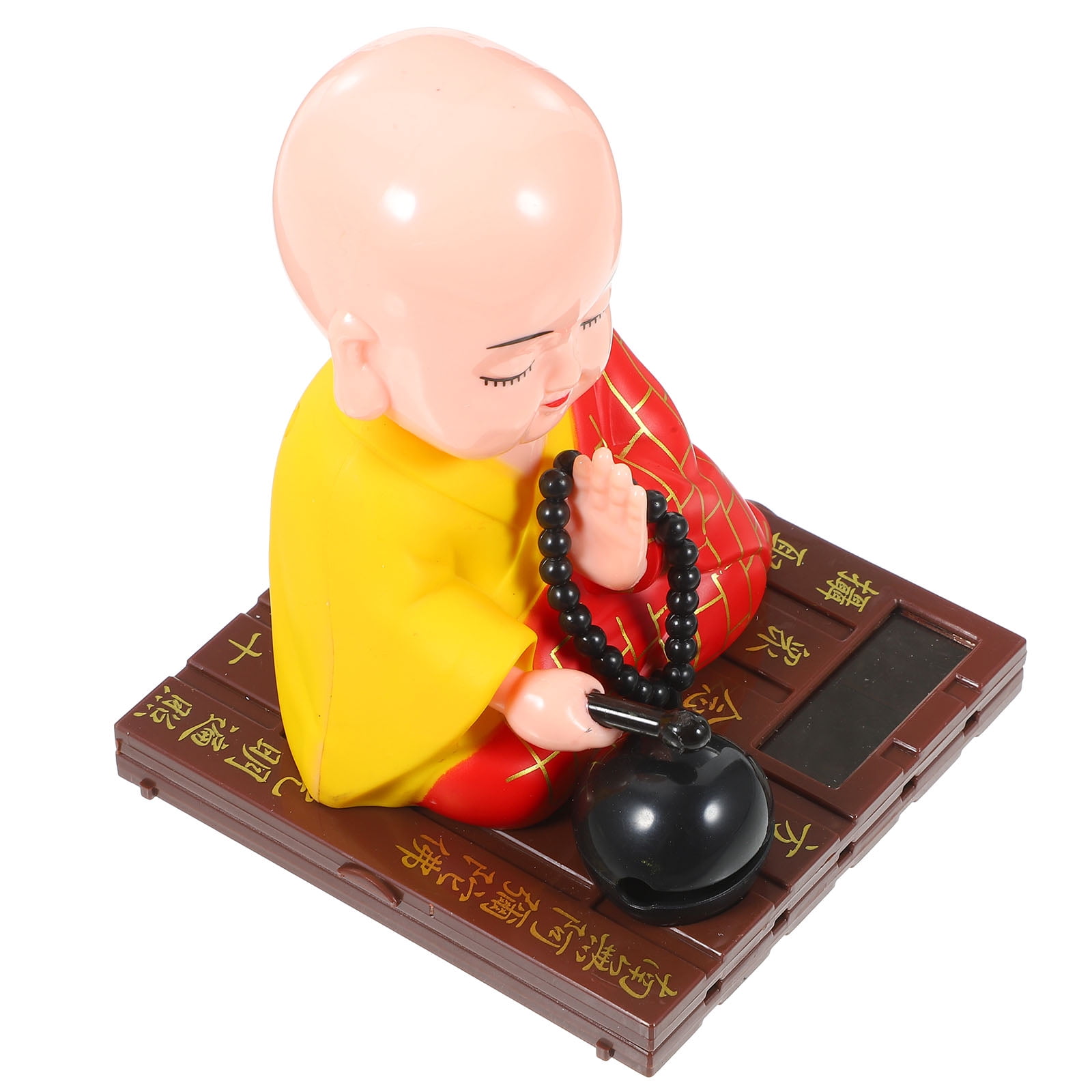 Solar-Powered Multicolor Plastic Monk Figurine with Music