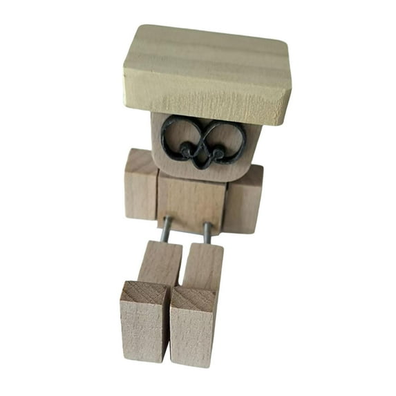 Car Dashboard Decorations Funny Shaking Figure Wooden Man Ornament Small 5cm Wooden for Truck Auto Interior Bookshelf