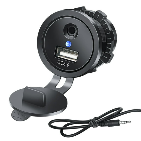 Car Dashboard Flush Mount USB 3.0 and 3.5mm AUX Extension Cable Kit with LED Indicator Universal Car Panel Mount Cable