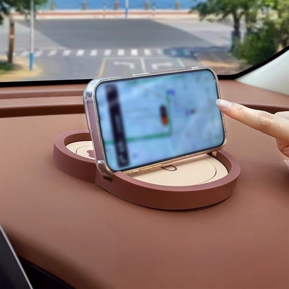 Car Dashboard Mat Non-Slip Phone Holder Pad, Universal Anti-Slip Organizer Tray for Cell Phone and Navigation Device, Cute Auto Interior Accessories for Sedan SUV Truck Vehicle Center Console