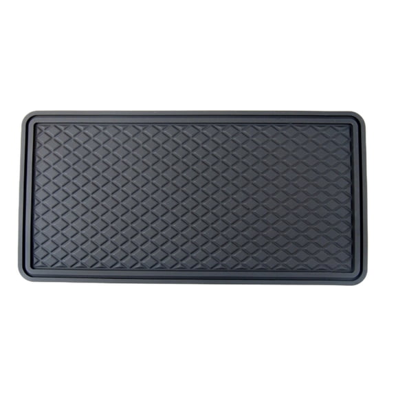 Car Dashboard Non Slip Pad, Mobile Navigation Holder, Multifunctional Car Storage Mat with Perfume Seat, High Temperature Resistant Leather, Black 29.5x14.5x0.5 cm