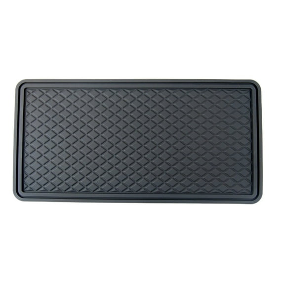 Car Dashboard Non Slip Pad, Mobile Navigation Holder, Multifunctional Car Storage Mat with Perfume Seat, High Temperature Resistant Leather, Black 29.5x14.5x0.5 cm