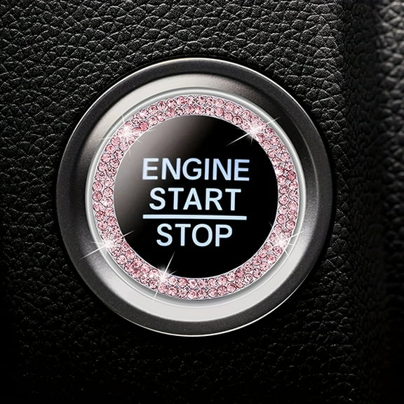 Car Dashboard Ornament 1pc Bling Car Start Engine Button Ring - Alloy, Rhinestone-Encrusted Ignition Button Cover for Stylish Vehicle Interior Decoration