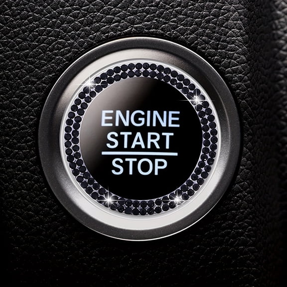 Car Dashboard Ornament 1pc Bling Car Start Engine Button Ring - Alloy, Rhinestone-Encrusted Ignition Button Cover for Stylish Vehicle Interior Decoration