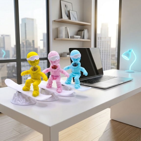 Car Dashboard Ornament Motion Activated Flying Wizard Figurine • Center Console Car Decoration • 3D Printed Plastic Skiing Design •Mounted Decompression Toy