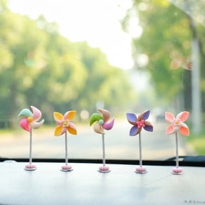Car Dashboard Ornaments, 5 PCS Cute Spinning Windmills Center Console Decorations, Creative Vehicle Screen Display Decor, Universal Windmill Accessories for Cars Interior Items
