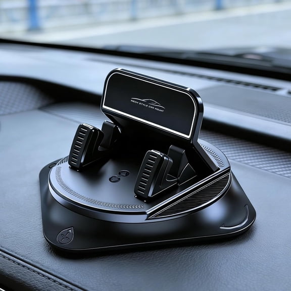 Car Dashboard Phone Holder, Anti-Slip Grips & One-Hand Operation Cell Phone Holder, 360 Degree Adjustable Dashboard Navigation Mount, Universal for Most Cars (Black)