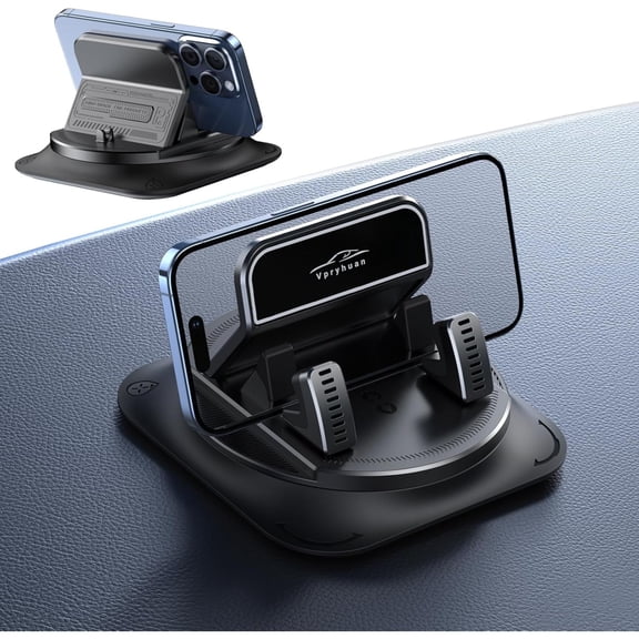 Car Dashboard Phone Holder, Self-Adhesive Car Phone Holder 360 Degree Rotation, Universal Anti-Slip Automotive Mount, Vibration-Free & One-Handed Operation(Black#2)
