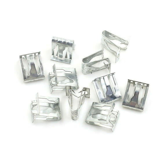 Car Dashboard Retainer Silver Tone Instrument Panel Metal Clips 13.5 x 15mm 10pcs