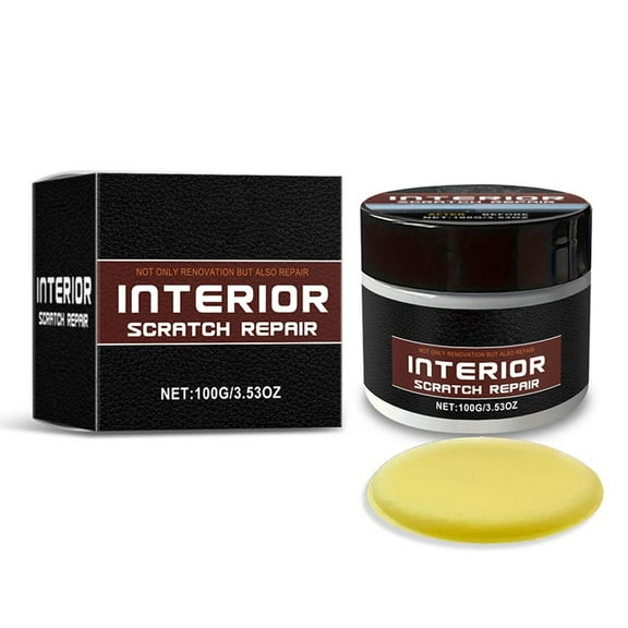 Car Dashboard Scratch Remover & Restorer - Interior Plastic Trim Repair Wax, Back to Black Restoration Kit for All Vehicles with Sponge, 100g