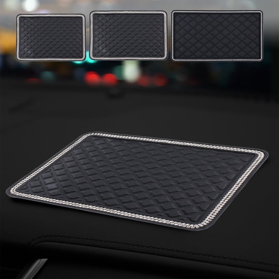 Car Dashboard Storage Mat | Black Leather Stripe Surface | Anti-Slip Design | Instrument Panel Protection | Solid Fragrance Seat | 29.5x14.5cm | 1 Pack | High Temp Resistant