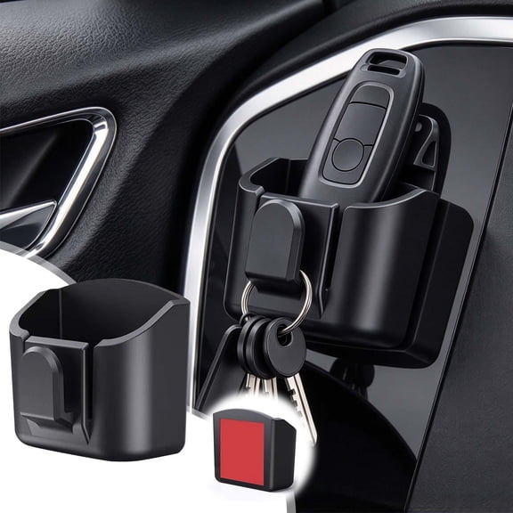 Car Dashboard Storage Pocket, Adhesive Key Holder with Hook 2 Inch, Car Organizer for Console Door Seat Phone Keys
