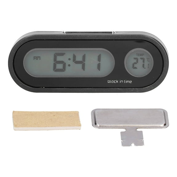 Car Dashboard Thermometer With Clock, Compact Digital Display, Monitors Temp Time