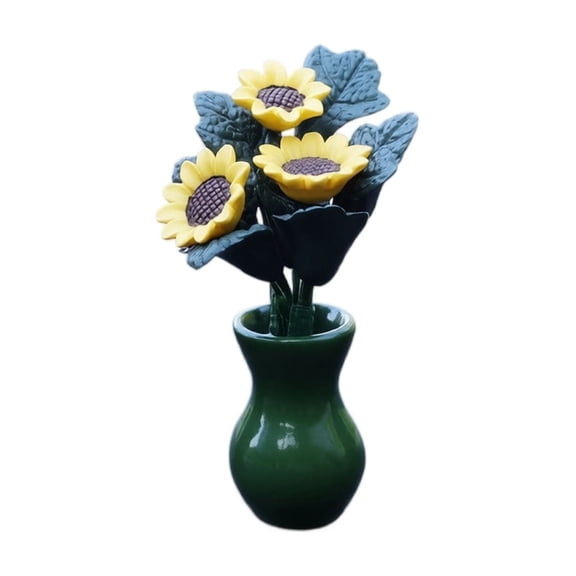 Car Dashboard Vase Ornament Mini Flower Vase for Center Console Interior Decoration Resin Sunflower Display Accent