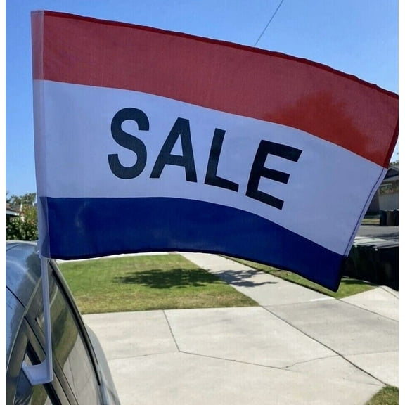 Car Dealer Supplies 1 Pc Pack Car Window Clip On Flags Sale (R/W/B)