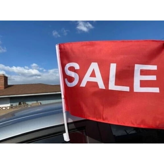 Car Dealer Supplies 5 Pc Pack Car Window Clip On Flags Sale (Red/White)
