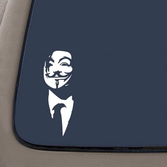 Car Decal - Anonymous - White Vinyl Decal | 7" | Car Truck Van SUV Laptop Macbook Wall Decals