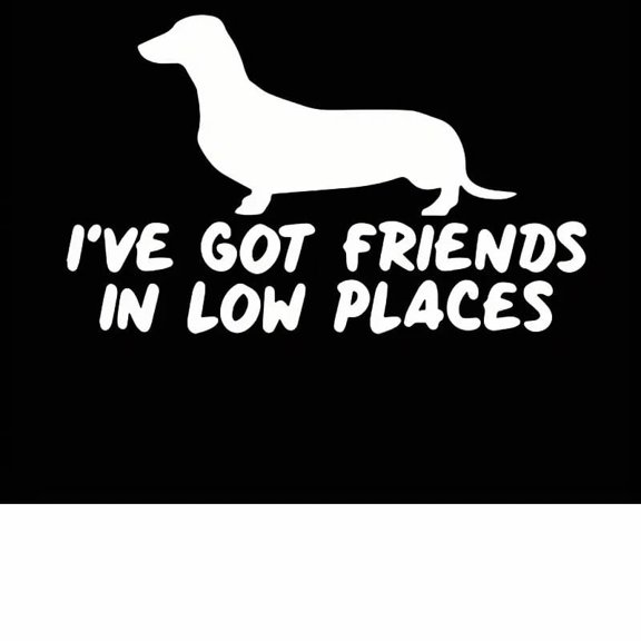 Car Decal Friends in Low Places Dachshund Wiener Dog 6 Inch Professional Sticker for Truck, Car, Tumbler, Cup, Laptop, Decor, Locker, Table, Window