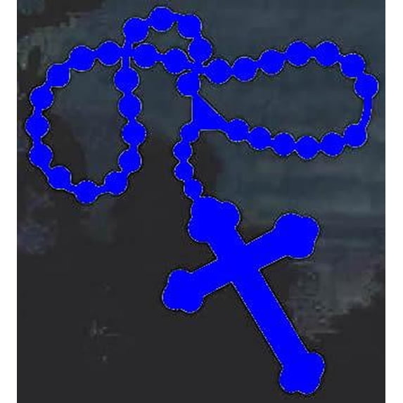 Car Decal Rosary Beads Christian Catholic 6 Inch Blue Professional Sticker for Truck, Car, Tumbler, Cup, Laptop, Decor, Locker, Table, Window, BLUE