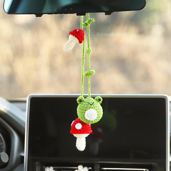 Car Decor,Crochet Car Accessories,Car Mirror Hanging Accessories,Car Decorations For Girls,Car Accessories Cute,Rear View Mirror Accessories,Car Dashboard Accessories