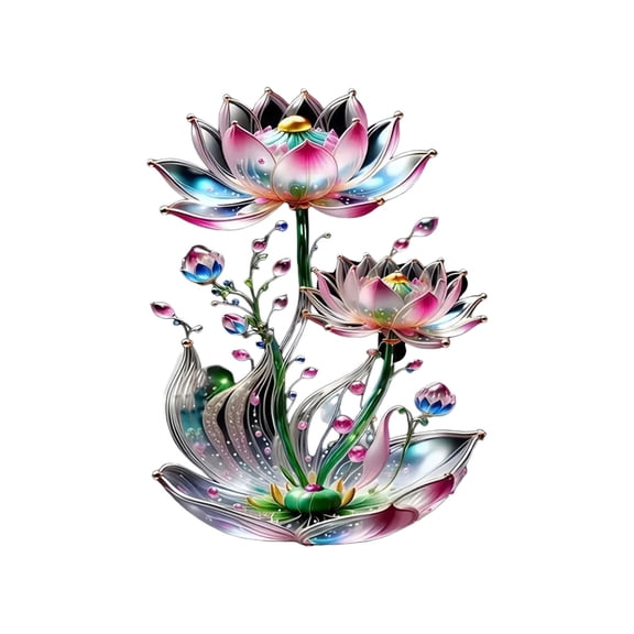 Car Decor Sticker,Lotus Wall Decals Chinese Style Flower Leaves Stickers Window Stickers Waterproof for Bathroom Restroom Bedroom Living Room