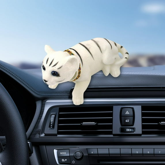 Car Decoration Nodding Cat Ornament Auto Accessory for Home Decor Shelf Desk White