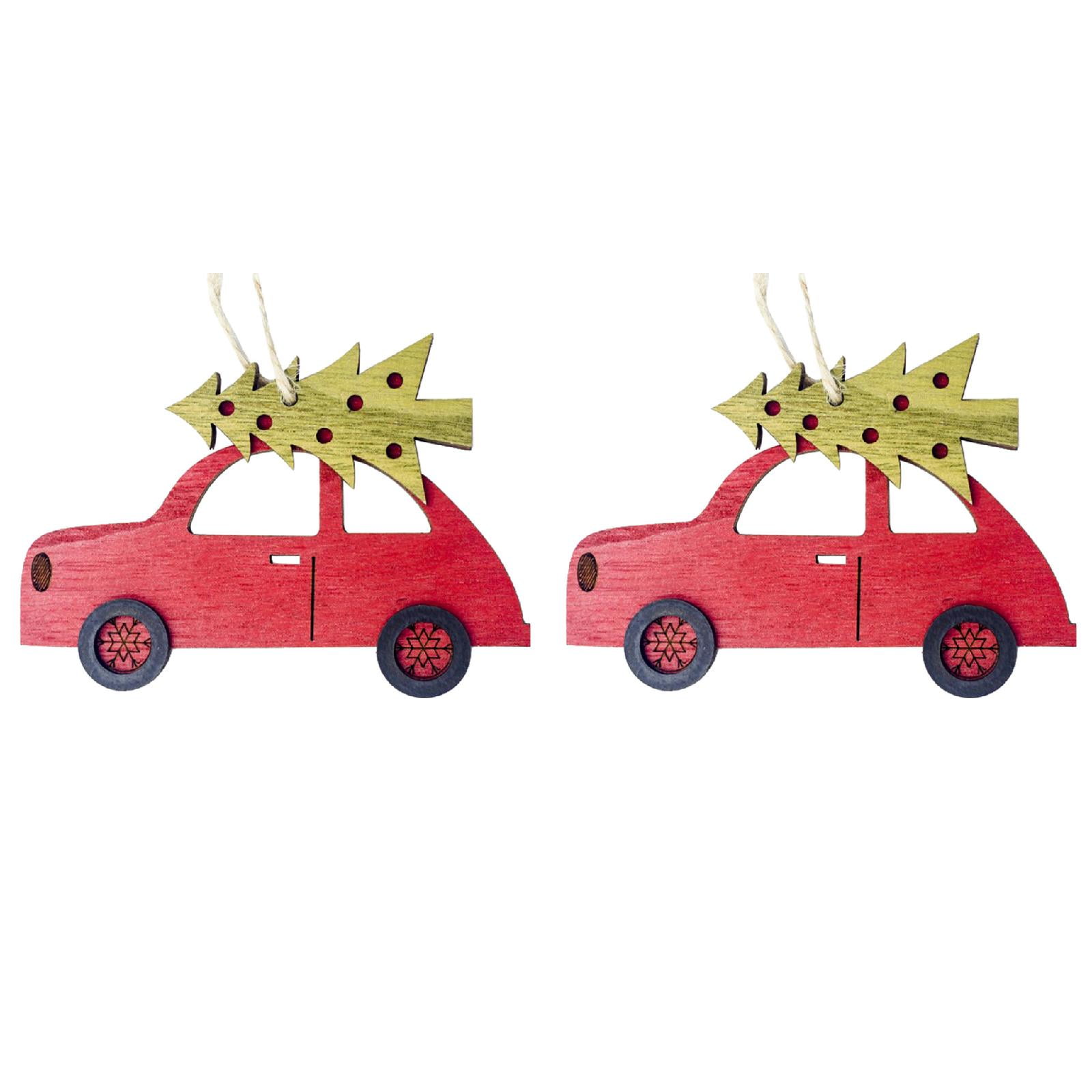 Car Decoration Painted Pendant Christmas Wooden Decorations Home Decor