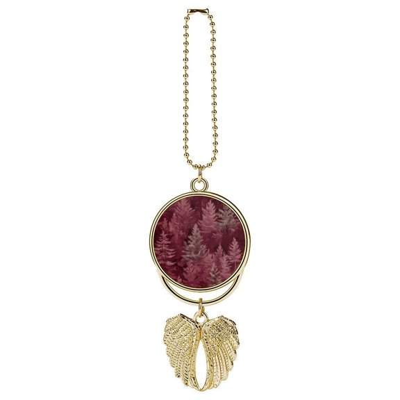 Car Decorative Pendant 1.8in Relieves Visual Fatigue For Hanging From The Window Of A Car Or Living Room Golden-style Realistic Forests Camouflage Pattern Conifer Maroon_2