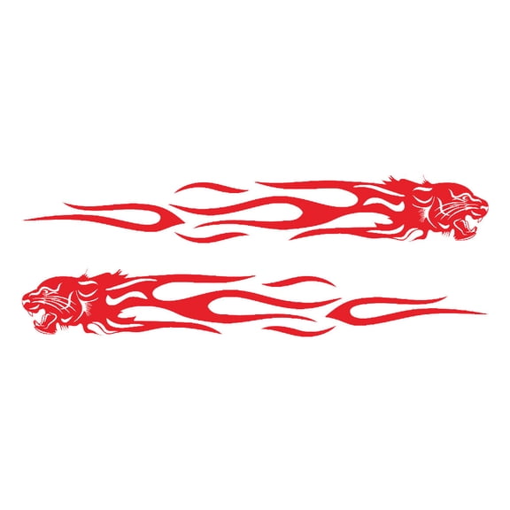 Car Decorative Stickers Flame Fire Leopard Head Pattern Universal Auto Body Side Decals 2Pcs for Cars SUVs Trucks Off-Road Vehicles Accessories Red